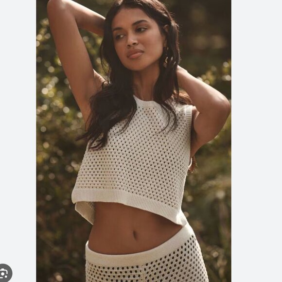 Dynamite Crochet Set Tank + Pants Bundle  Beige Cream Size Small - Picture 3 of 9